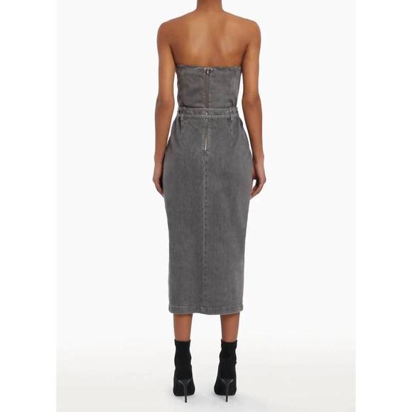 amanda uprichard grey dress Already Iconic Halter Denim Mini Dress (Dark Blue)  NanaMacs